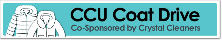 CCU Coat Drive co-sponsored by Crystal Cleaners